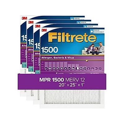 Filtrete Allergen, Bacteria & Virus 1500 MPR Air Filter, 4 count, 20 x 25 inches