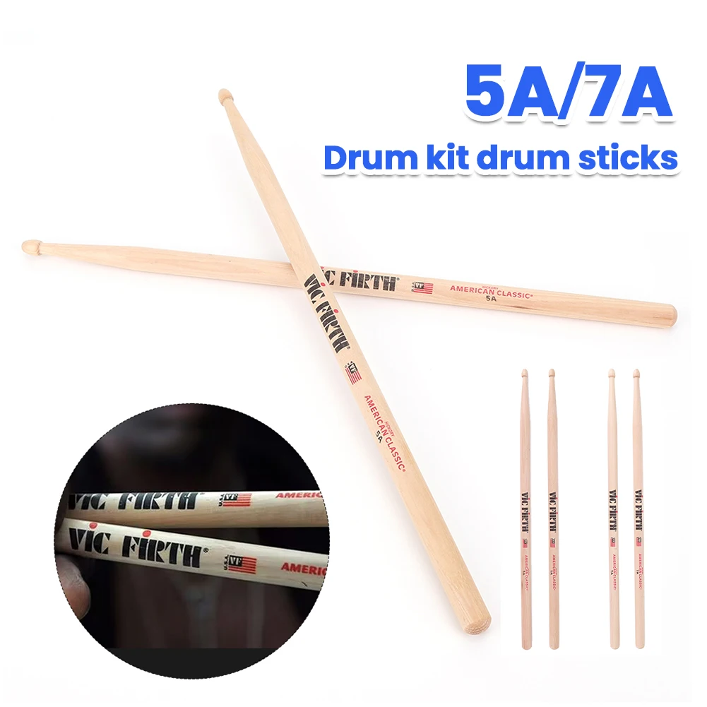 1–5 Paar Trommelstöcke, 5 A/7 A, Schlägel, gleichmäßiges Gewicht, Tonhöhe, amerikanische Hickory-Drumsticks, klassische Trommelstöcke, Percussion-Zubehör Image
