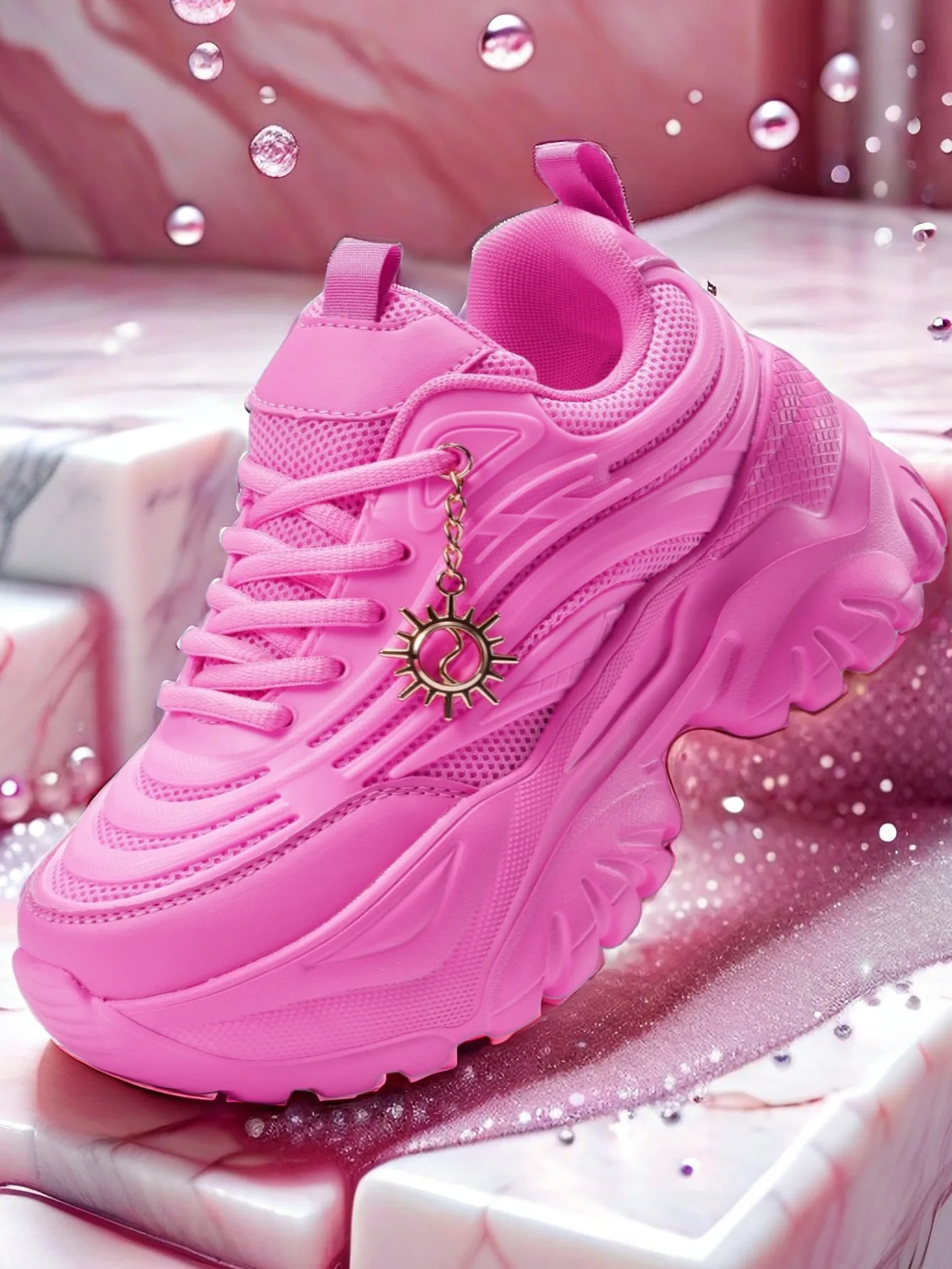 Vier-Jahreszeiten-Outdoor-Sportschuhe für Damen, Sommer, leicht, atmungsaktiv, Plateau-Sandalen, weiche Sohle, Stoßdämpfung, rosa Schuhe Image