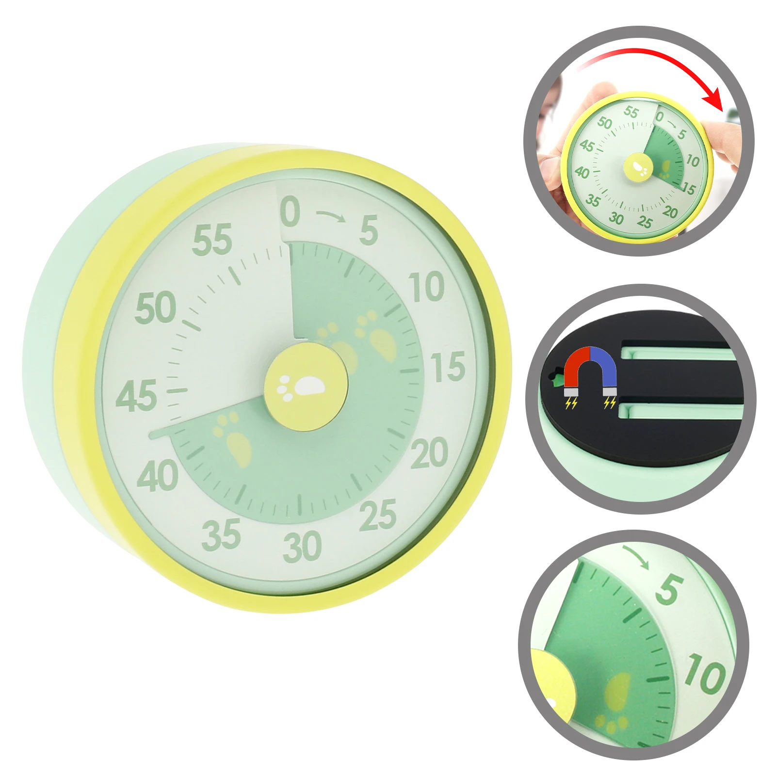 Visueller Timer, 60-Minuten-Countdown, digitaler Timer für Klassenzimmer, Büro, Küche, Kochen, Schreibtisch, geräuschloser Timer, Zeitmanagement-Tool für Kinder