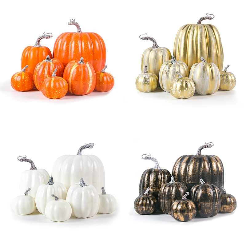 Thanksgiving künstliche Kürbisse Haupt dekoration Set verschiedene Größen gefälschte Simulation Kürbis Herbst Ernte Halloween Tisch dekoration Image
