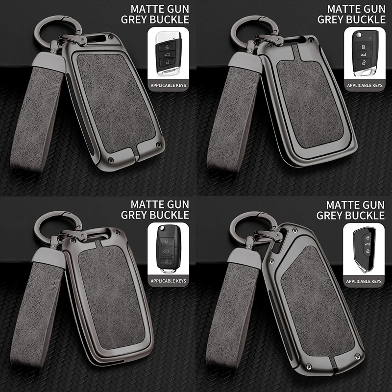 Für volkswagen magotan passat b8 skoda hervorragende a7 zink legierung eco leder autos chl üssel etui zubehör fernbedienung schutz Image