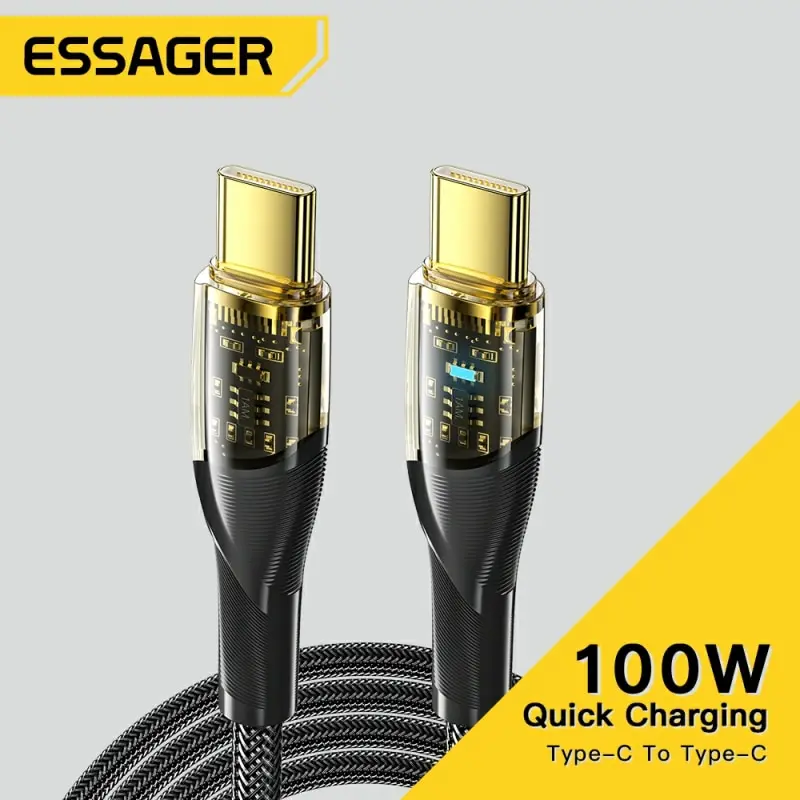 Essager 100w usb c zu usb c kabel pd schnell ladegerät kabel für macbook ipad samsung huawei xiaomi poco 5a typ c kabel Image