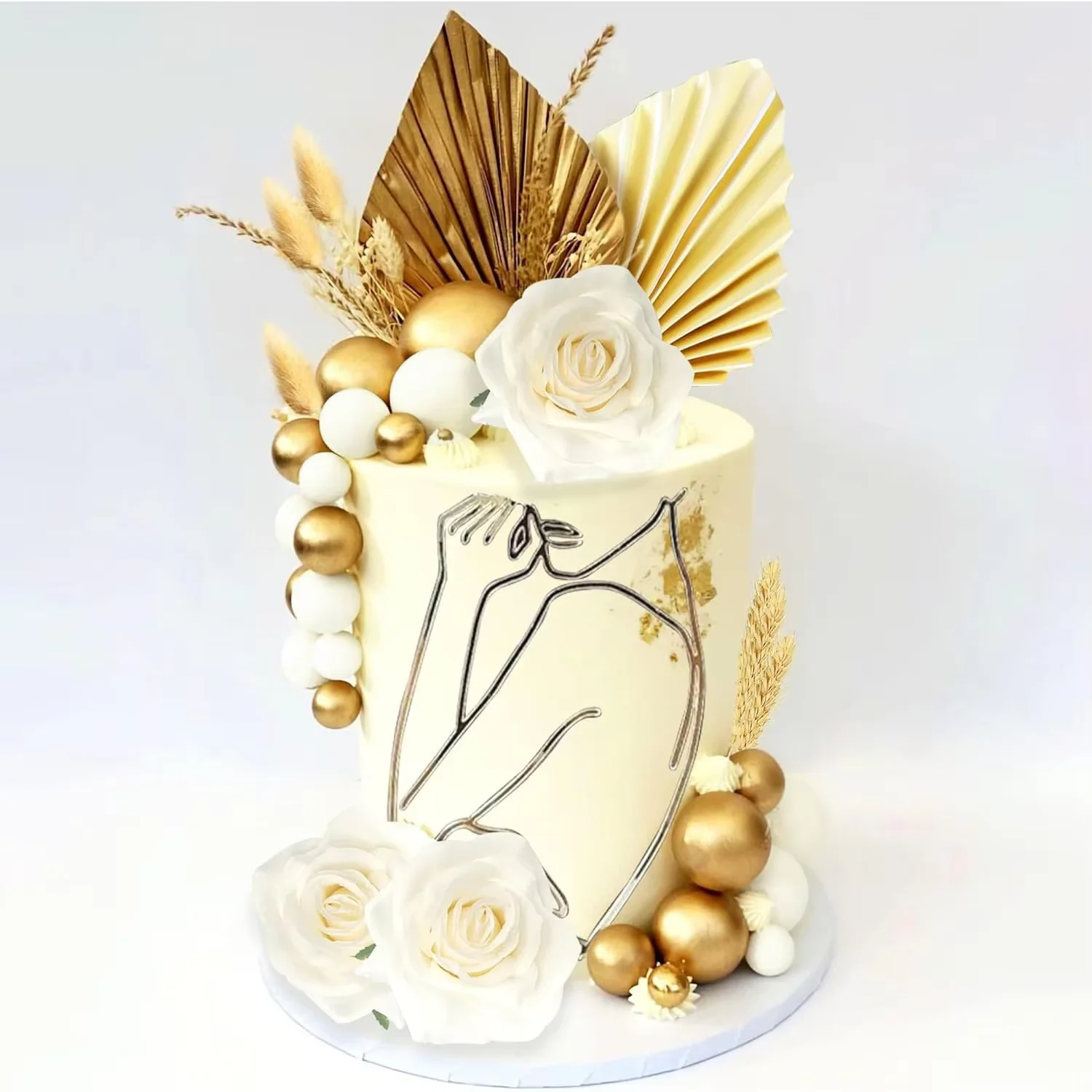 Champagner Acryl minimalistische Kunst Lady Face Cake Topper alles Gute zum Geburtstag Muttertag Vintage Rose Flower Hochzeitstorte Topper Image