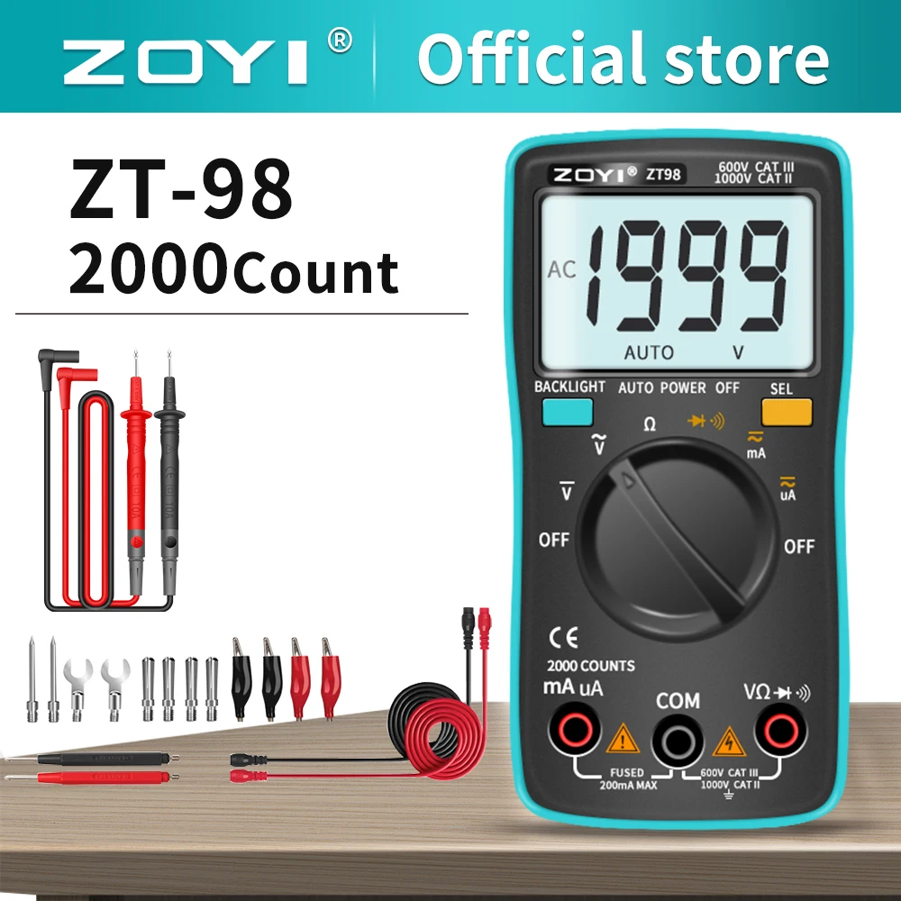 Zoyi digitales Multimeter Ampere meter Voltmeter Widerstand Frequenz Hintergrund beleuchtung Meter Spannung Diode Frequenz zt98 zt100 zt101 zt102 Image