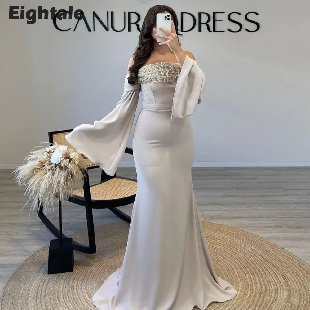 Eightale Neue Ankunft Abendkleid Abendkleid Angepasst Stretchy Perlen Lange Ärmel Hochzeit Party Kleid Meerjungfrau Roben De Soirée Image