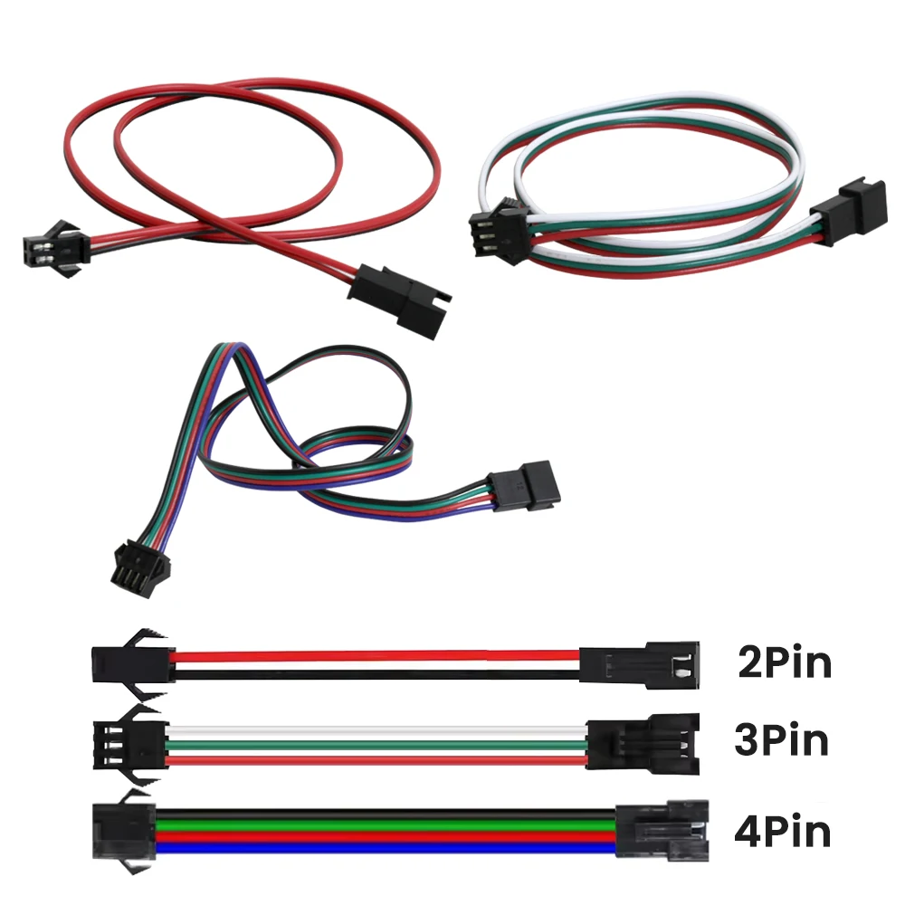 0,5 m 1 m 2 m 2Pin 3Pin 4Pin SM JST Verlängerungskabel 22AWG JST Stecker Männlich zu Weiblich Draht Anschluss Kabel für Led Licht CCTV Fahrer Image