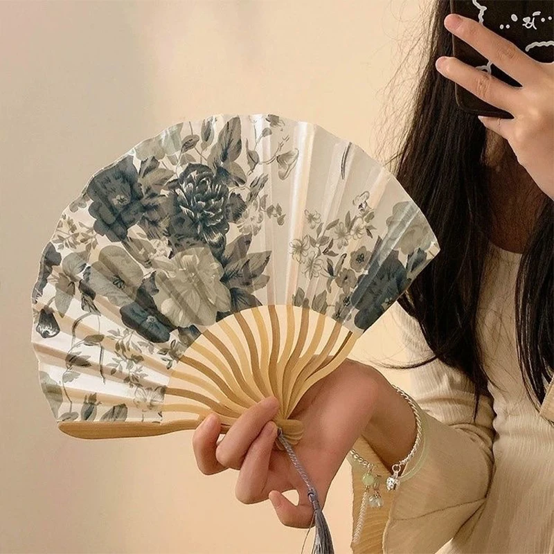 Chinesische japanische Art Seide Fan Falt fächer Hochzeit Fan Kunst Geschenke Tanz Hand Fan Vintage Bambus Faltung Hand Blumen fächer Image