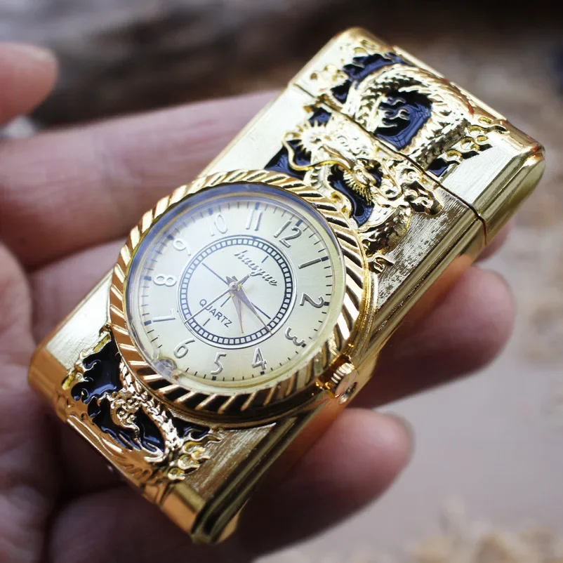 Gecko-förmiges Quarzuhrfeuerzeug, kompaktes Gasfeuerzeug, Butan-Jet-Fackel, Zigaretten-Zigarren, direktes Feuerfeuerzeug, Geschenk für Männer Image