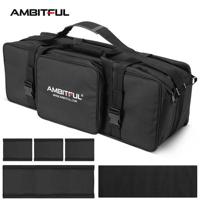 TEMU Ambitful Pb01 Professional Bag For Photography Equipment, 75cm Portable Case With Adjustable Dividers, Holds Stands & Triggers, Polyester Fiber Construction, Black