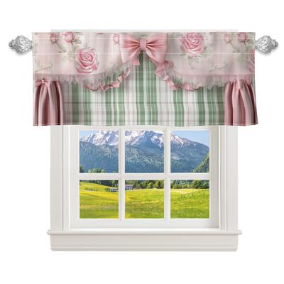 TEMU Bow Printed Valance - Rod For , & Bathroom Decor | - Polyester |