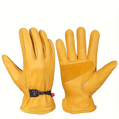 TEMU Leather Work Gloves For , Reinforced Gardening Gloves, Cowhide Work Gloves, Puncture & Cut Resistant