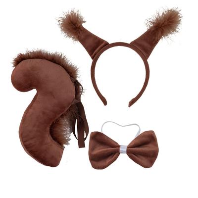 TEMU Squirrel Costume Set, Unisex Adult Hair Accessories, Textured Relaxed Hair, Fragrance-free, For Role-playing, Halloween, Christmas, New Year's, Birthday, Family &