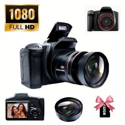 TEMU 1080p Digital Camera With 32g Card, 16x Digital , 1080p Mini Camera With 9.88mm Lens, Essential, Gift For Female , Power Supply: 4 Aa Batteries