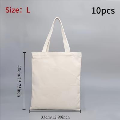 TEMU 10pcs Canvas Tote Bags, Diy Blank Handheld Sail Bags, For Crafts, Sewing, Painting, Gift Packaging, Daily Use & Gifts