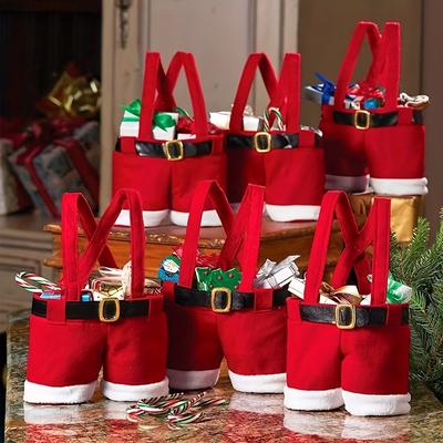 TEMU Christmas Candy Bag: 3pcs Santa Pants Style, New Year And Christmas Gifts - Polyester