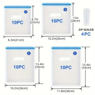 TEMU Set Of 40 Reusable Vacuum Sealer Bags For Food Storage And Slow Cooking - Bpa Free, Plastic Storage Bags, Kitchen Organization