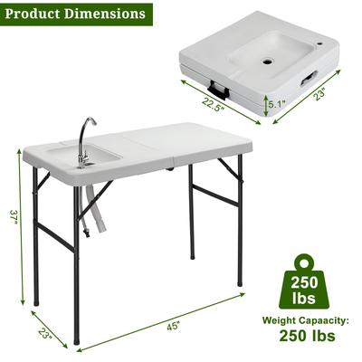 TEMU Outdoor Folding 1/2 Sinkfish And Game Cleaning Table W/sink| Portable & , Standard Garden Connection, Upgraded Drainage Hose, Stainless Steel