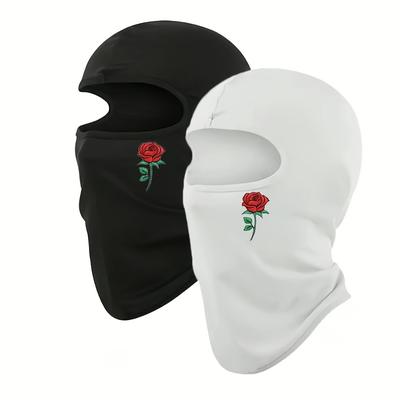 TEMU 2/3 Pack Rose Print Polyester Balaclava - Uv Protection, Moisture-wicking, Breathable Sports Face Mask For Cycling, Motorcycling, Hiking, Skiing | Outdoor Headwear With Stretchable Fit