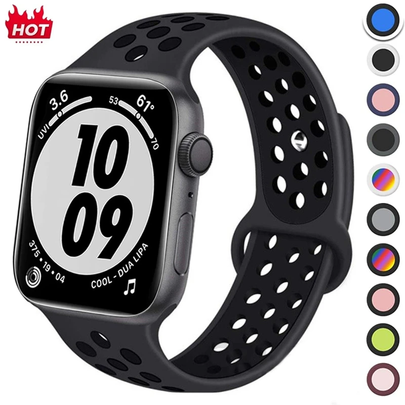 Sportarmband für Apple Watch Band 46 mm 44 mm 40 mm 42-38-41 mm 45 mm Atmungsaktives Armband iWatch Serie 10 9 8 7 6 SE 5 3 Ultra 2 49 mm Image
