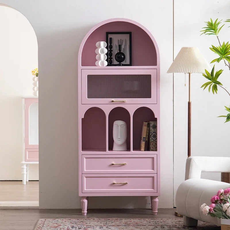 Dopamin-Truhe aus massivem Holz, bemalt, dekorativer Schrank, Schlafzimmer-Aufbewahrung, Wohnzimmer, französische Aufbewahrung, rosa Veranda-Schrank, Seitenschrank Image