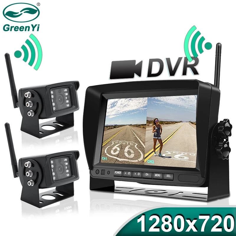 GreenYi 1280x720 High Definition AHD Wireless Lkw DVR Monitor 7 "Nachtsicht Reverse Backup Recorder Wifi Kamera für Bus Auto Image