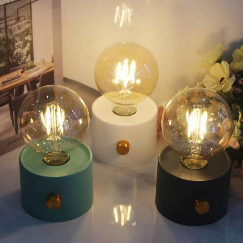 LED Nachtlicht batterie betriebene Glühbirne Lampe Desktop Büro Licht Retro Glühbirne Form Nachtlicht für Baby zimmer Schlafzimmer Korridor Lampe Image