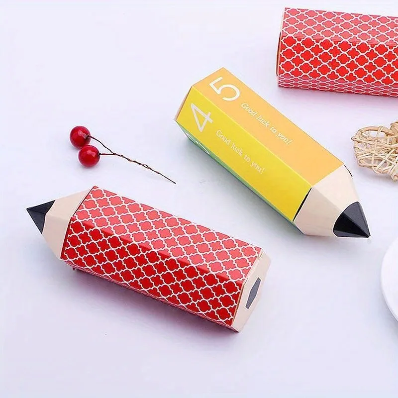 10 stücke Candy Box Bleistift Form Kreative Bunte Cartoon Cookies Schokolade Geschenk Boxen Kinder Geburtstag Baby Shower Party Dekoration Image