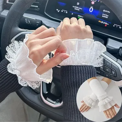 Frauen Spitze Rüschen Manschette Lange Elastische Ellenbogen Hülse Abnehmbare Gefälschte Ärmel Image