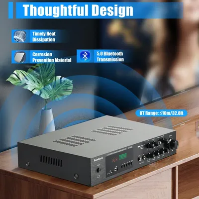 Audioverstärker 600 W Digitalverstärker Bluetooth Stereo Hi-Fi Audio 5 Kanäle USB FM Fernverstärker Image