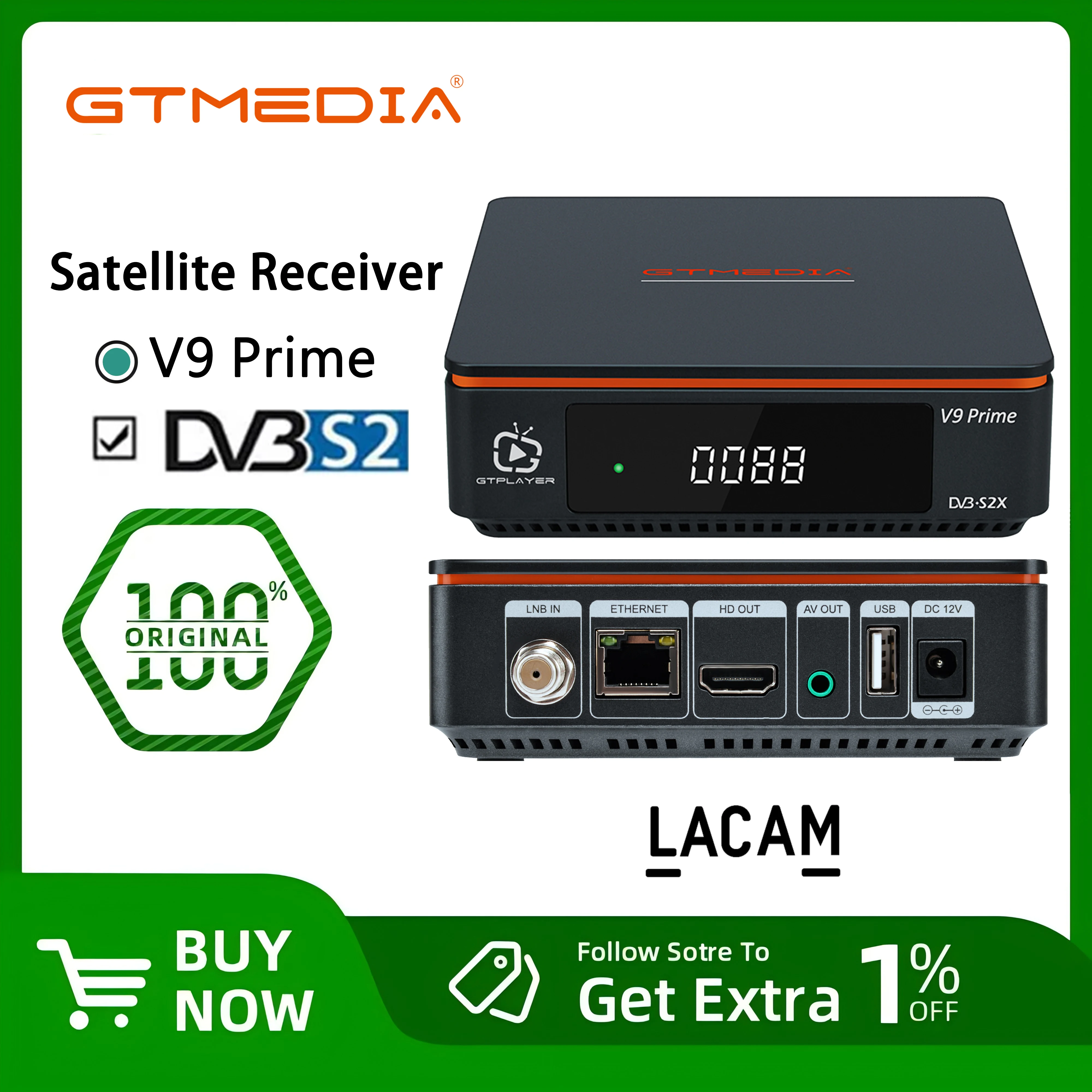 GTMEDIA V9 récepteur Satellite Prime DVB-S/S2/S2X 2.4G WIFI LACAM prise en charge 70W Claro 61W décodeur Satellite bon pour chili, peru
