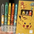 5PCS Pikachu Penna da scrittura per cartoni animati Kawaii 0.5mm Set di penne gel ST ad asciugatura rapida 0.5 mm Penne a sfera a punta fine Cancelleria