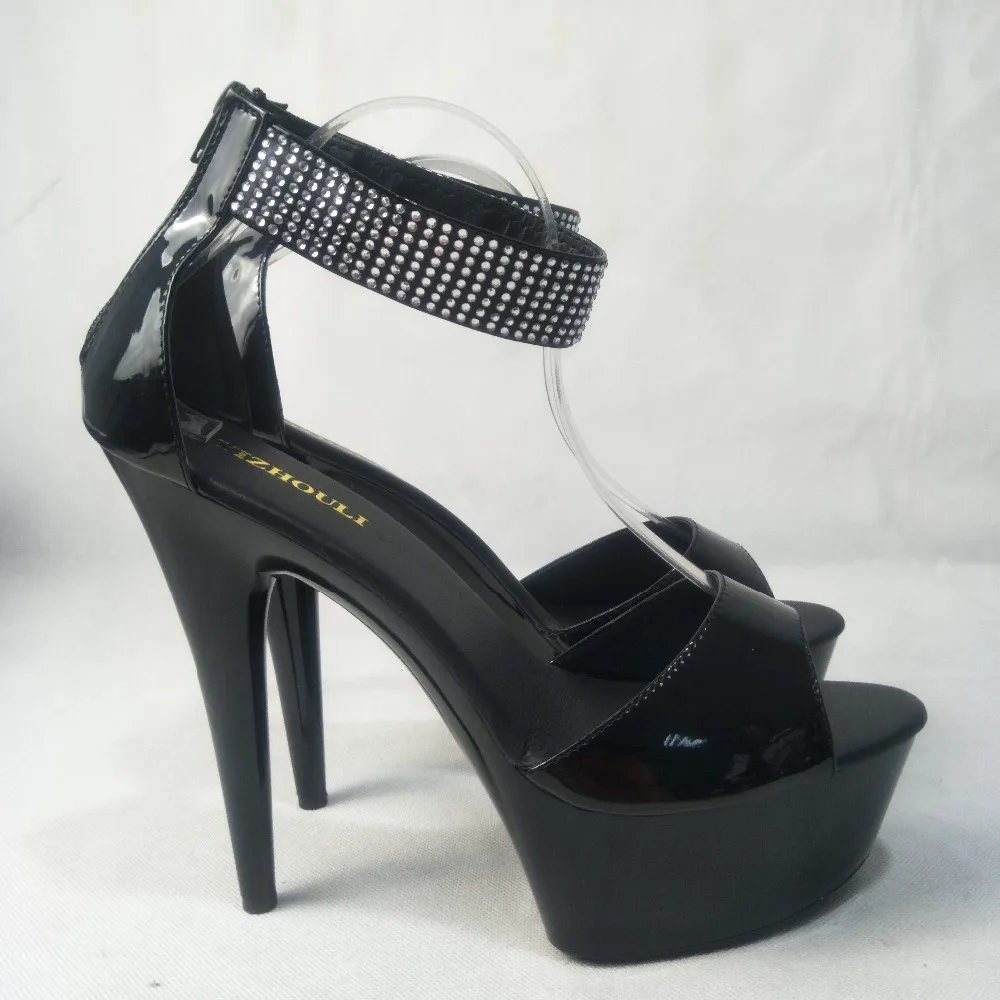 Nuove scarpe con strass tacco ultra alto, scarpe da ballo discoteca 15 cm, sandali performance modello pista 6 pollici