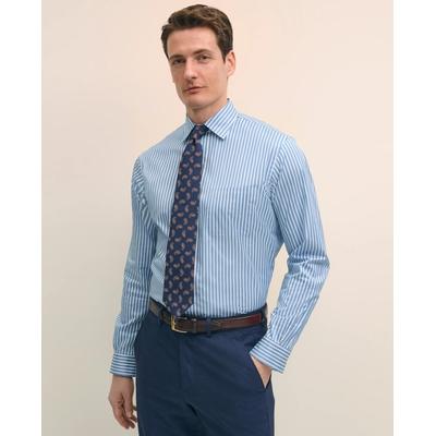 Brooks Brothers Men's Egyptian Cotton Broadcloth Ainsley Collar, Ground Stripe Dress Shirt | Blue | Size 17½ 35
