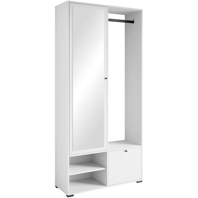 Glashängeschrank INOSIGN "GARDEROBE DINO", weiß, B:90cm H:190cm T:33cm, Schränke, Garderobenschrank mit Spiegel und Klei