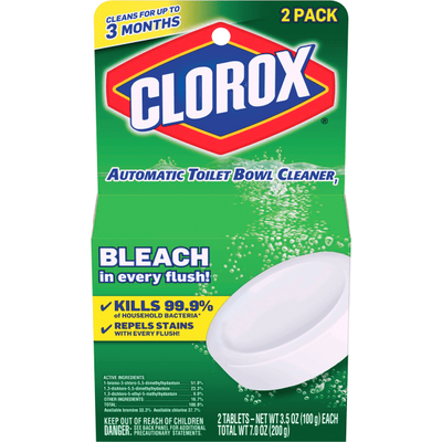 Clorox Ultra Clean Toilet Tablets Bleach - 3.50 Oz (0.22 Lb) - 2 / Pack - 6 / Carton - White