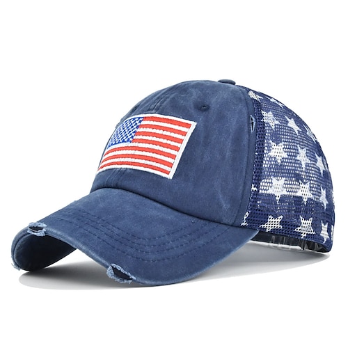 Herren Cap Basecap Sonnenhut Kappe Mesh-Kappe Schwarz Wein Baumwolle Einstellbar Modisch Freizeitskleidung Festival Sterne Nationalflagge Lässig / Alltäglich Image