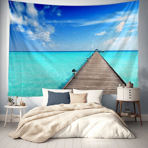 Landschaft Strand Hängender Wandteppich Palme große Wandteppich Wanddekoration Fotografie Hintergrund Decke Vorhang Wohnraum Schlafzimmer Dekoration Image