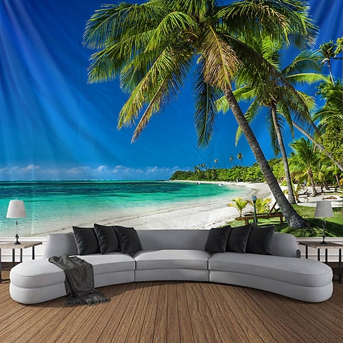 Landschaft Strand Hängender Wandteppich Palme große Wandteppich Wanddekoration Fotografie Hintergrund Decke Vorhang Wohnraum Schlafzimmer Dekoration Image