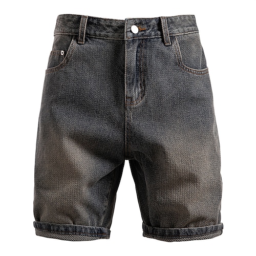 Herren Jeans Jeans-Shorts Tasche Knöpfe Farbverlauf Knielang Outdoor Urlaub Lässig Urlaub Vintage Blau Grau Mikroelastisch Image