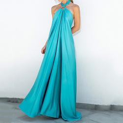 Damen kleid lang Casual kleid Sommerkleid Neckholder-Kleid Modisch Outdoor Festtage Verabredung Regular Fit Glatt Ärmellos Halfterhals Hellgrün Blau Orange Sommer Frühling