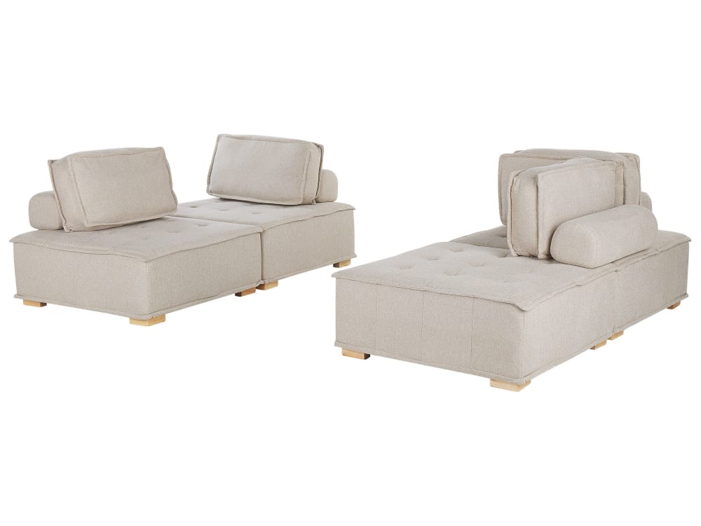 Ensemble de salon modulable 4 places tissu beige clair