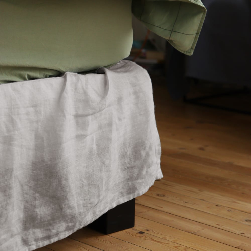 Cache sommier en lin lavé Galet 140x200cm