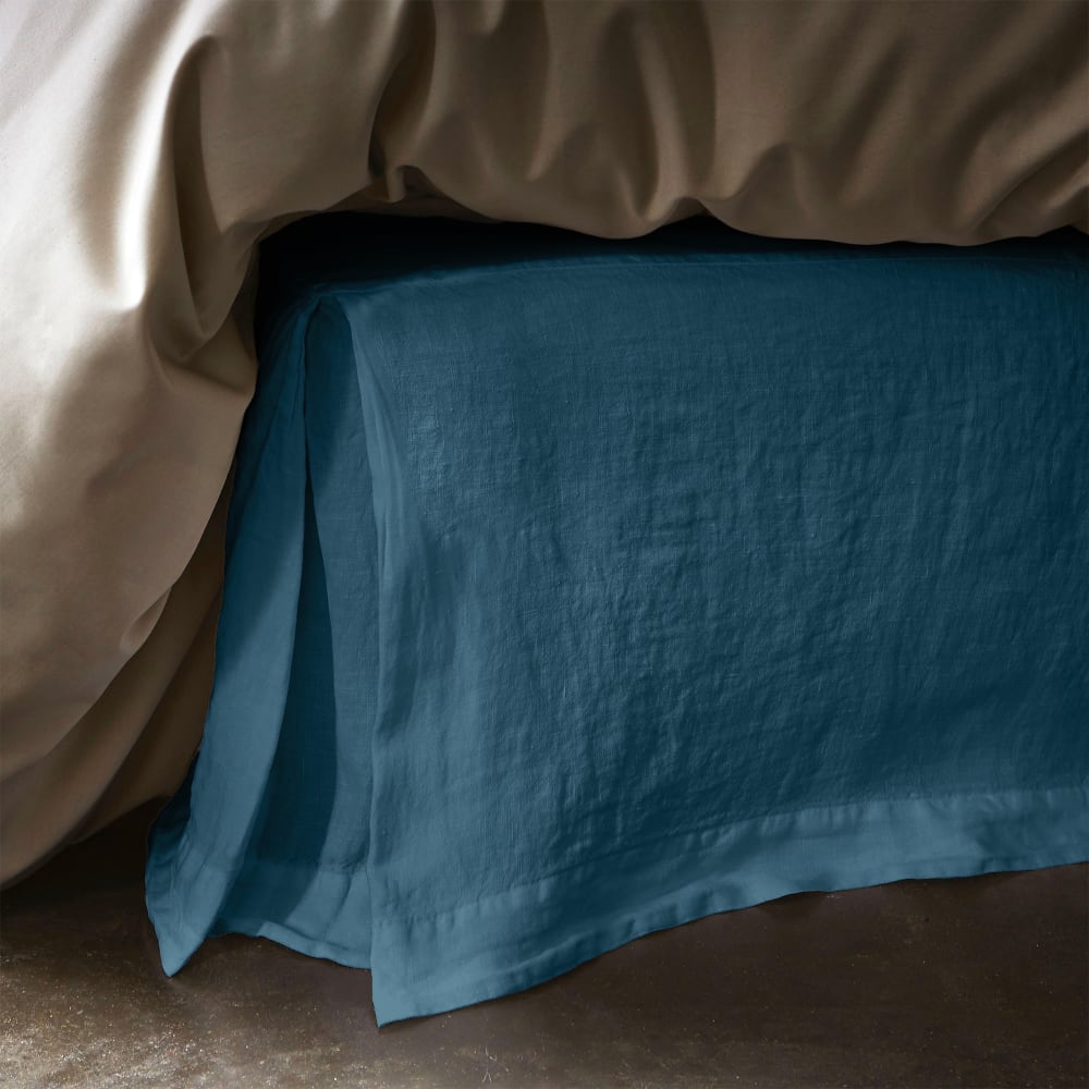 Cache sommier en lin lavé Bleu nuit 160x200cm