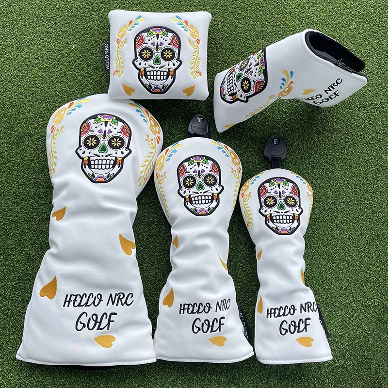 Mexican skull Golf Club Wood Headcovers Driver Fairway Woods Hybrid Cover Golf club head protective sleeveIceIce skeleton