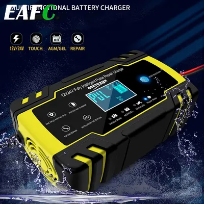 12V-24V 8A Full Automatic Car Battery Charger Power Pulse Repair Chargers Wet Dry Lead Acid
