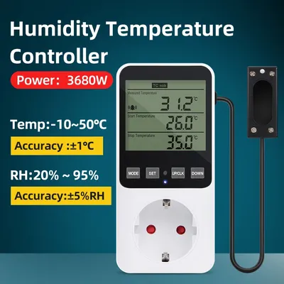 LCD Display Temperature Humidity Controller Humidification Dehumidification Heating Cooling Smart