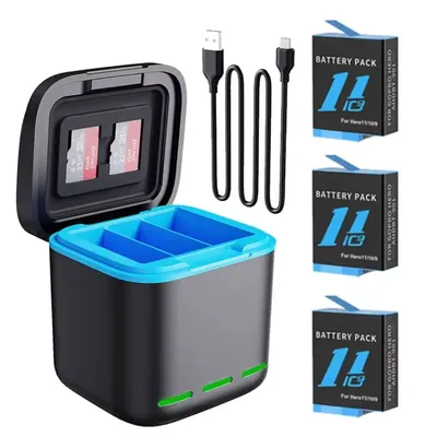 Black Fast Charger Action Camera Accessories For GoPro Go Pro Hero 8 7 6 5 With Type C Cable for Go