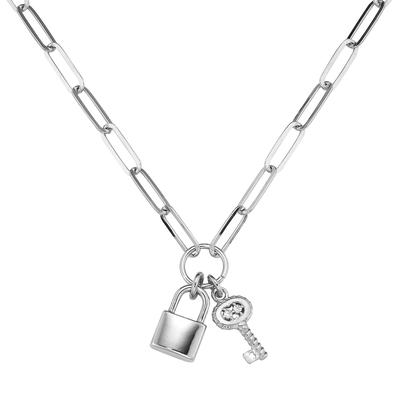 Smart Jewel - Collier mit Anhänger Schloss und Schlüssel, Silber 925 Ketten 1 ct Silber