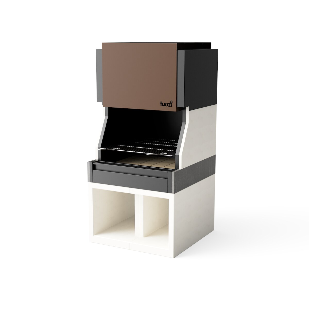 MAESTRO FERRETERO MF - Eingebauter Grill für Holz und Holzkohle, Modell KITAWAY La Valenciana (Grau/Weiß - 100 x 100 x 220 cm) REF: T01094 Image